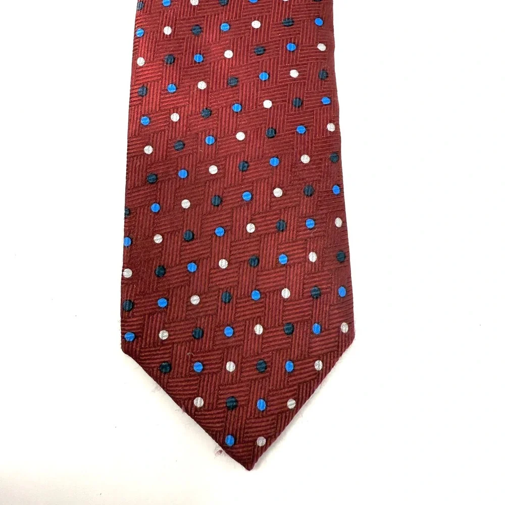 Calvin‎ Tie Burgundy Polka Dot Silk Handmade Designed in Italy Kids Boy